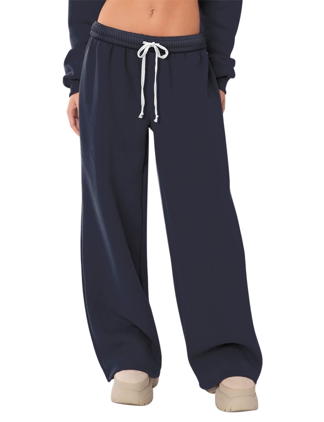 HeSaYep Women's Sweatpants Wide Leg Baggy Fleece Lined Sweat Pants