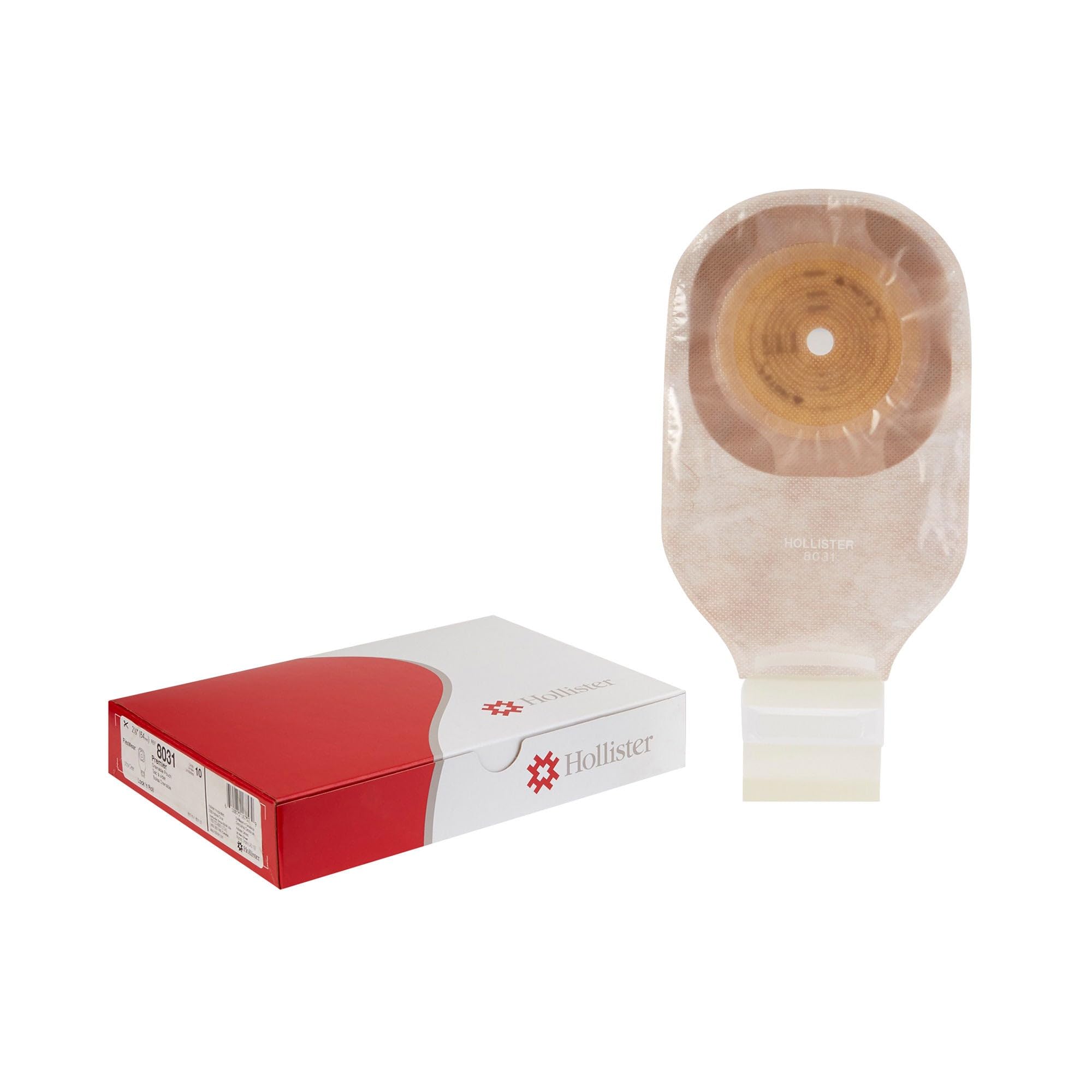 Hollister 8031 Premier 1-Piece 12” Drainable Ostomy Pouch & Flat FlexWear Skin Barrier, Pack of 10, Ultra-Clear, Cut-to-Fit up to 2-1/2” – Adhesive Barrier (Tape)