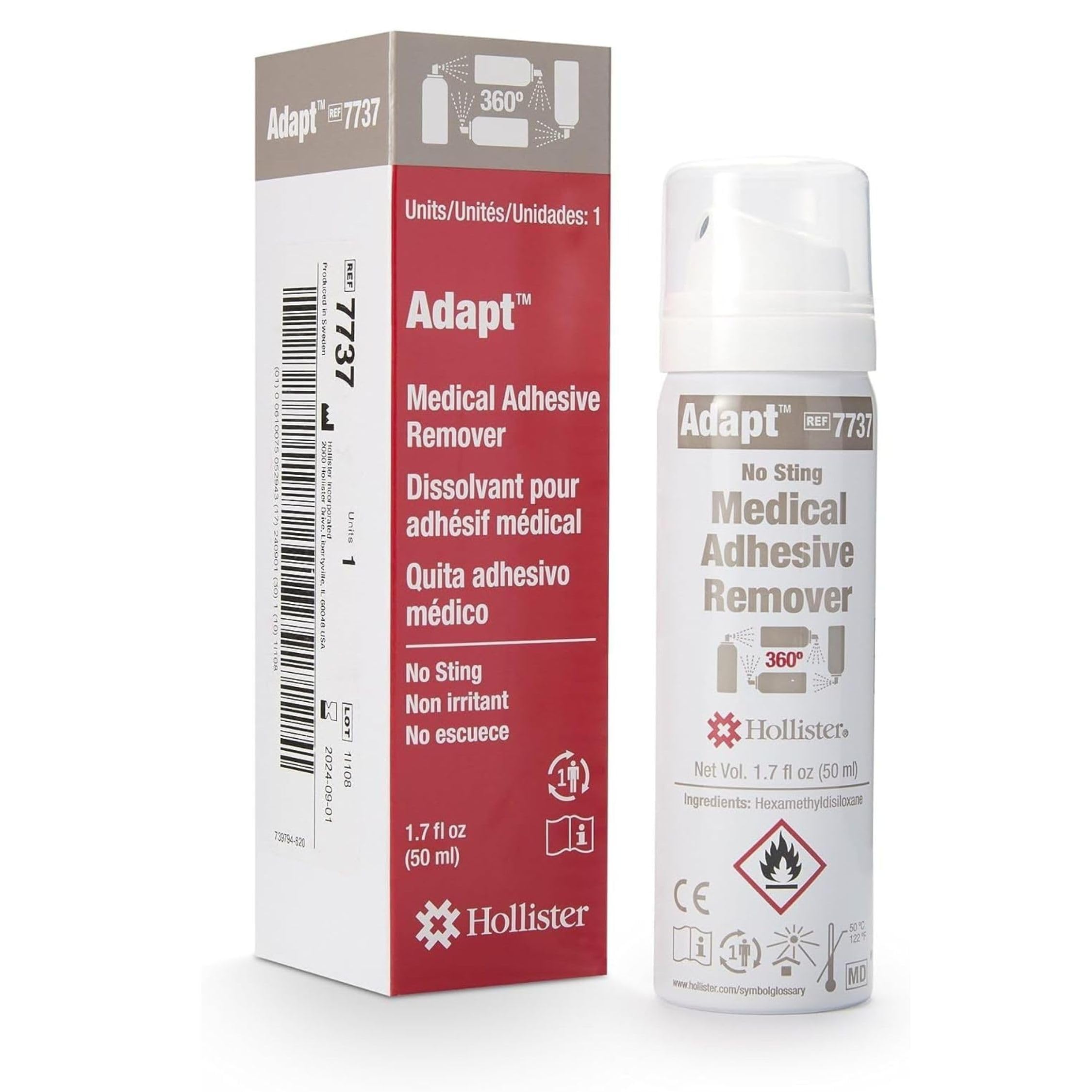 Hollister 7731 Adapt Medical Adhesive Remover Spray, 3.4 oz. – Adhesive Remover for Skin, Medical Supplies